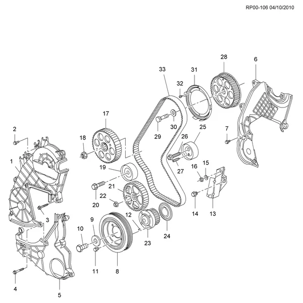 ДВИГ. СБ.-L4 PART 3 ЦЕПЬ ГАЗОРАСПРЕДЕЛЕНИЯ, ШЕСТЕРНИ И ШКИВЫ (LUD/1.7L)