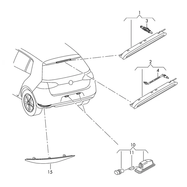 Верхний стоп-сигнал Плафон освещ. номерного знака Световозвращатель