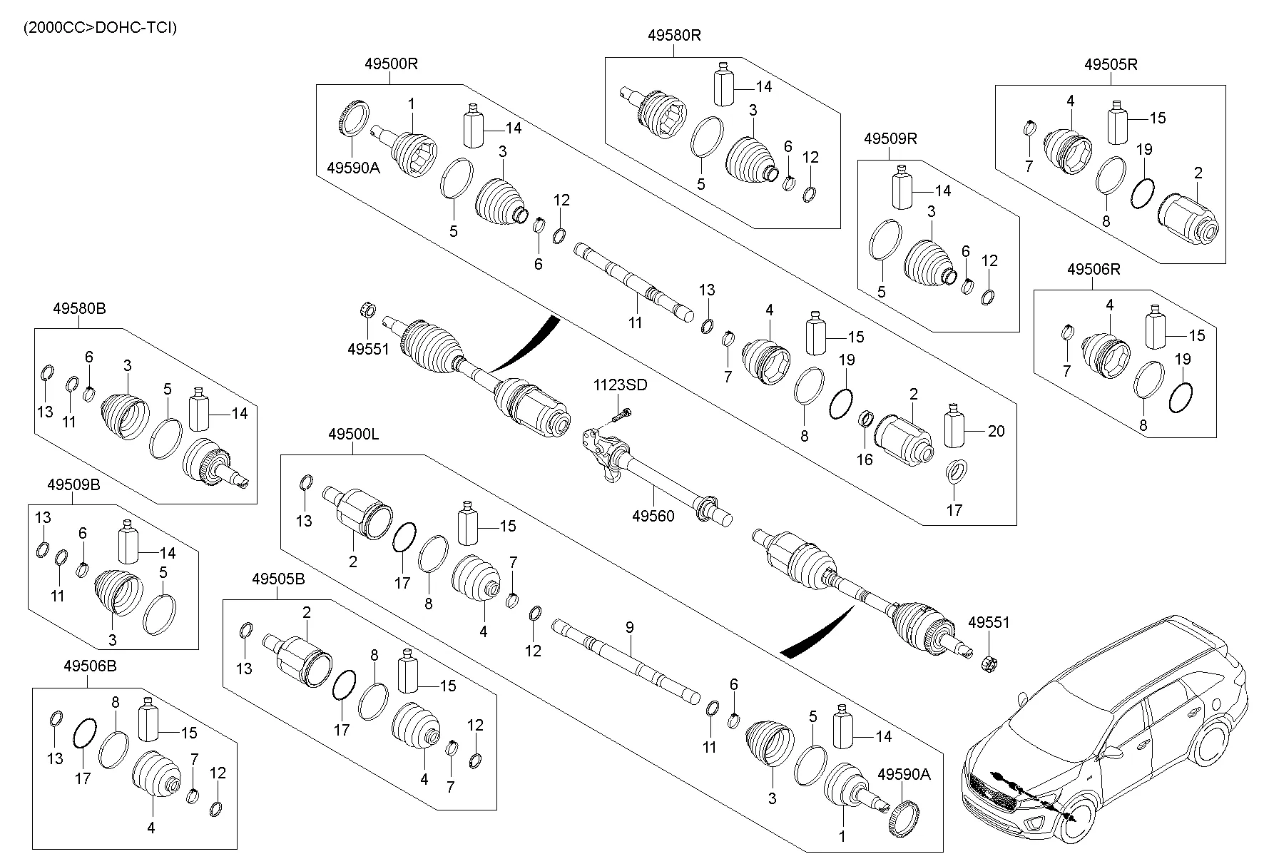 DRIVE SHAFT (FRONT); 2