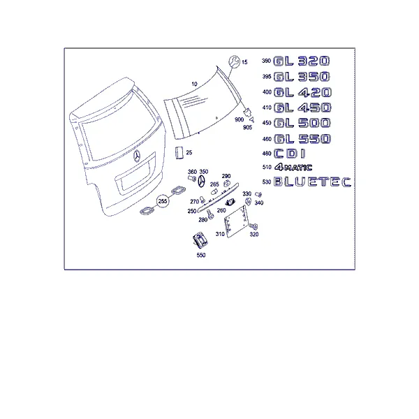 НАВЕСНЫЕ ДЕТАЛИ ДВЕРИ БАГАЖН.ОТДЕЛЕНИЯ, ОКНО БАГАЖНОГО ОТДЕЛЕНИЯ
