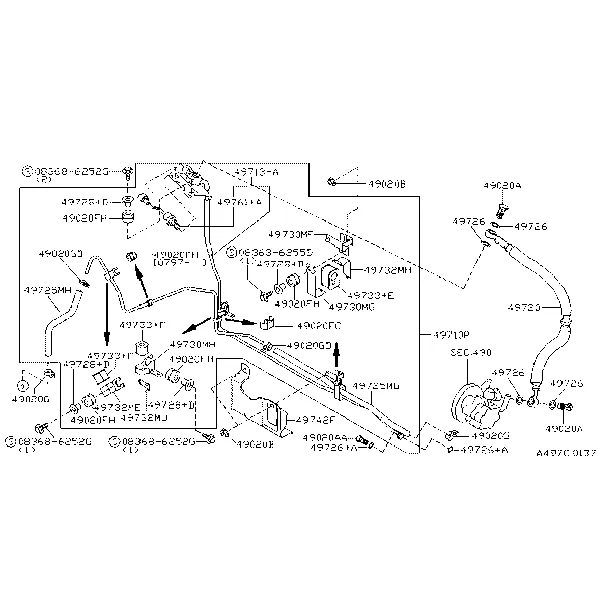 Трубопровод ГУР; F/ACTIVE DAMPER SUSP PART 2