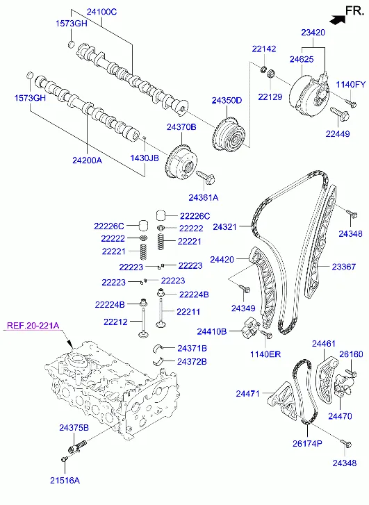 Распределительный вал и клапаны
