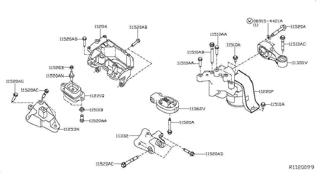 Двигатель, крепление трансмиссии; ENGINE & TRANSMISSION MOUNTING