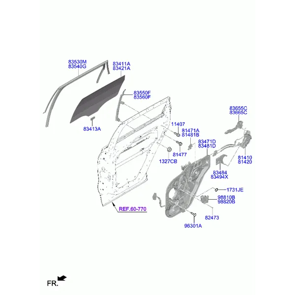 регулятор стекла и стекло задней двери