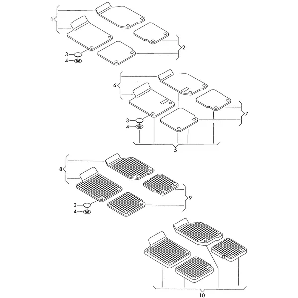 Оригинальные аксессуары 1 комплект ковриков 1 к-т элементов крепления *функция 'FI' невозможна