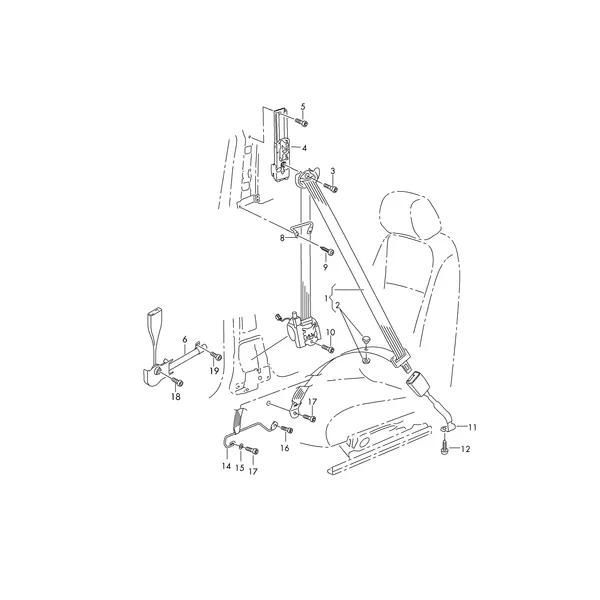 Трёхточечн. ремень безопасн. Замок ремня безопасности