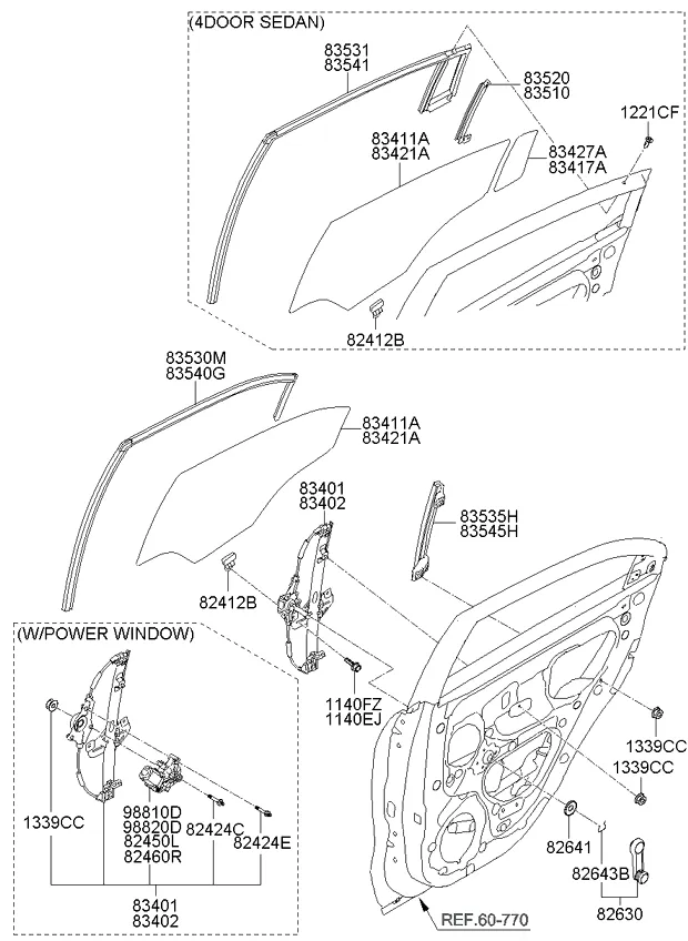 регулятор стекла и стекло задней двери