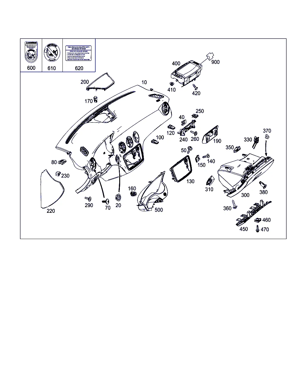ПЕРЕДНЯЯ ПАНЕЛЬ И ВЕЩЕВОЙ ЯЩИК С ПОДУШКОЙ БЕЗОПАСНОСТИ ПЕРЕДН.ПАССАЖИРА
