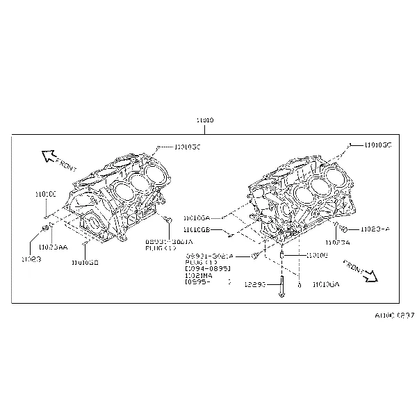Блок цилиндров и поддон картера; COMPONENT PARTS