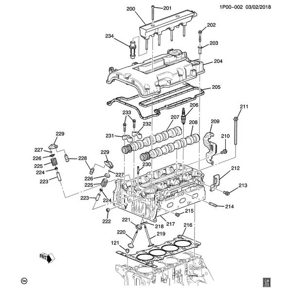 ENGINE ASM-1.4L L4 PART 2 CYLINDER HEAD & RELATED PARTS (LUJ/1.4C)