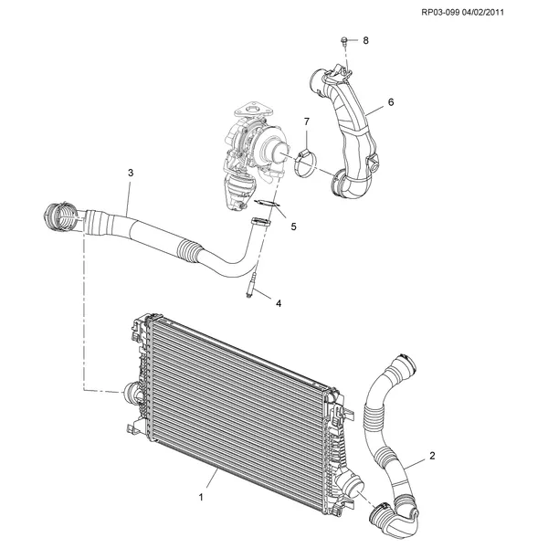 СИСТЕМА ПРОМЕЖУТОЧНОГО ОХЛАДИТЕЛЯ ТУРБОНАГНЕТАТЕЛЯ (LUD/1.7L)