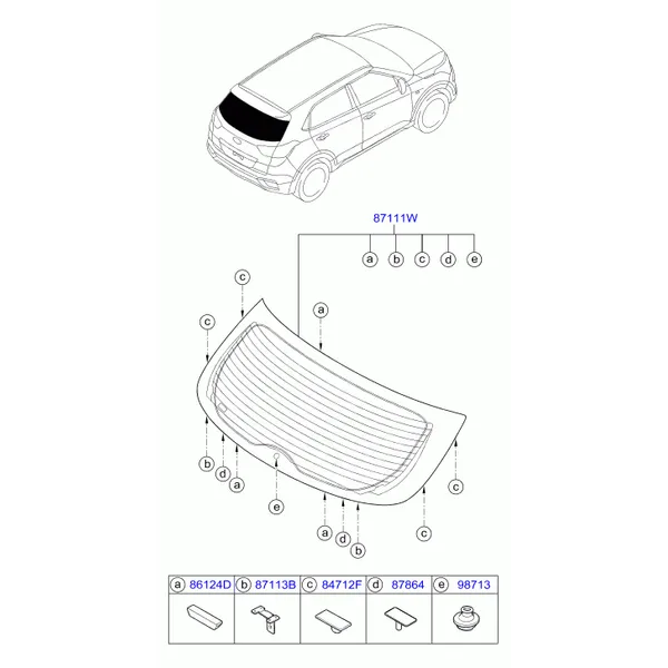 стекло заднее и молдинг