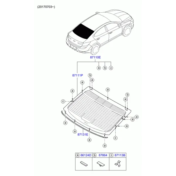 стекло заднее и молдинг