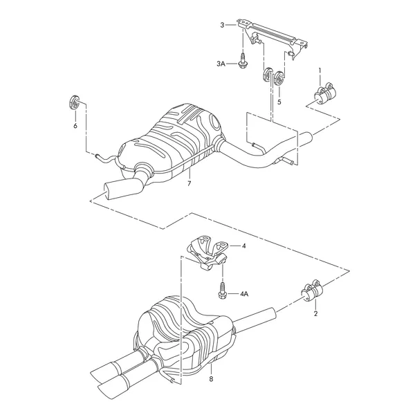 Передний глушитель Задний глушитель