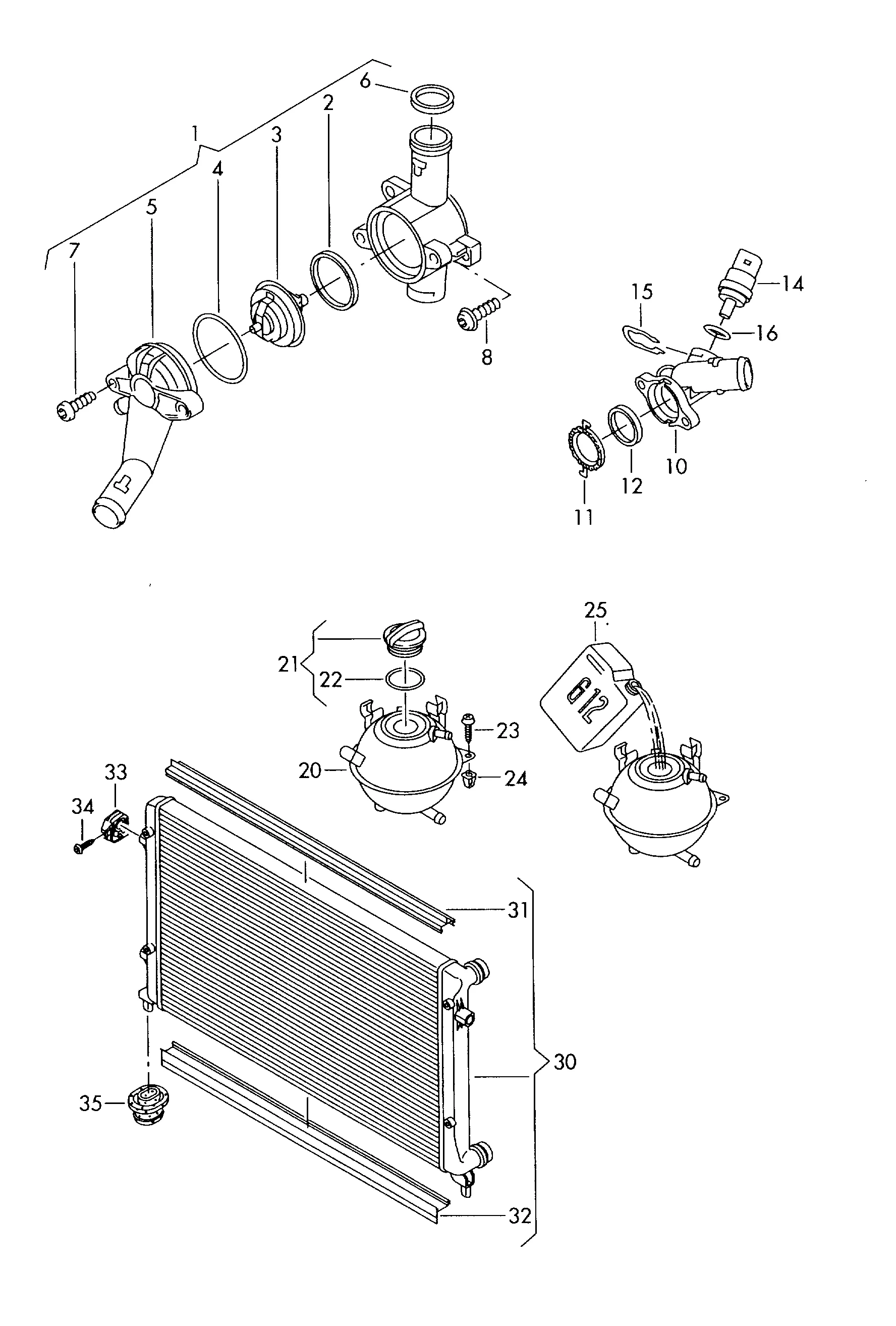 Корпус термостата Расширительный бачок Радиатор охлаждающей жидкости