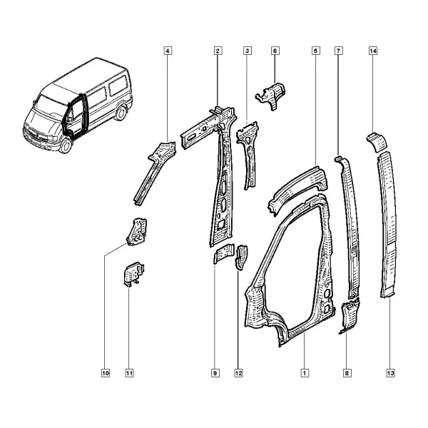Проемы дверей и пороги кузова