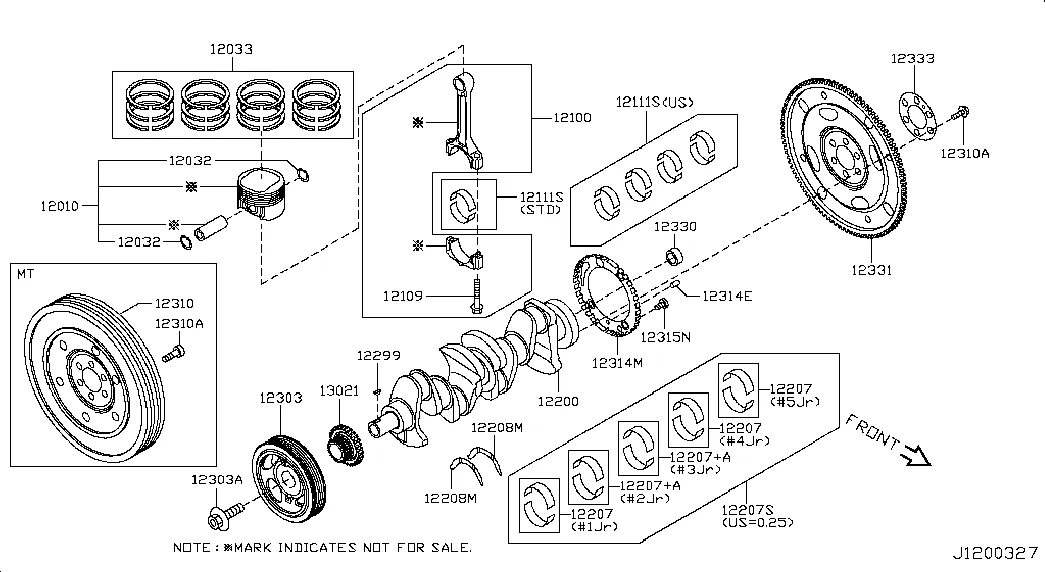 Поршень, коленвал и маховик