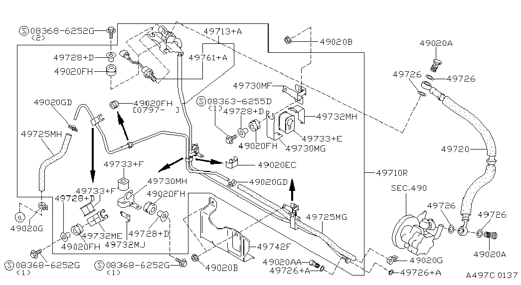 Трубопровод ГУР; F/ACTIVE DAMPER SUSP PART 2