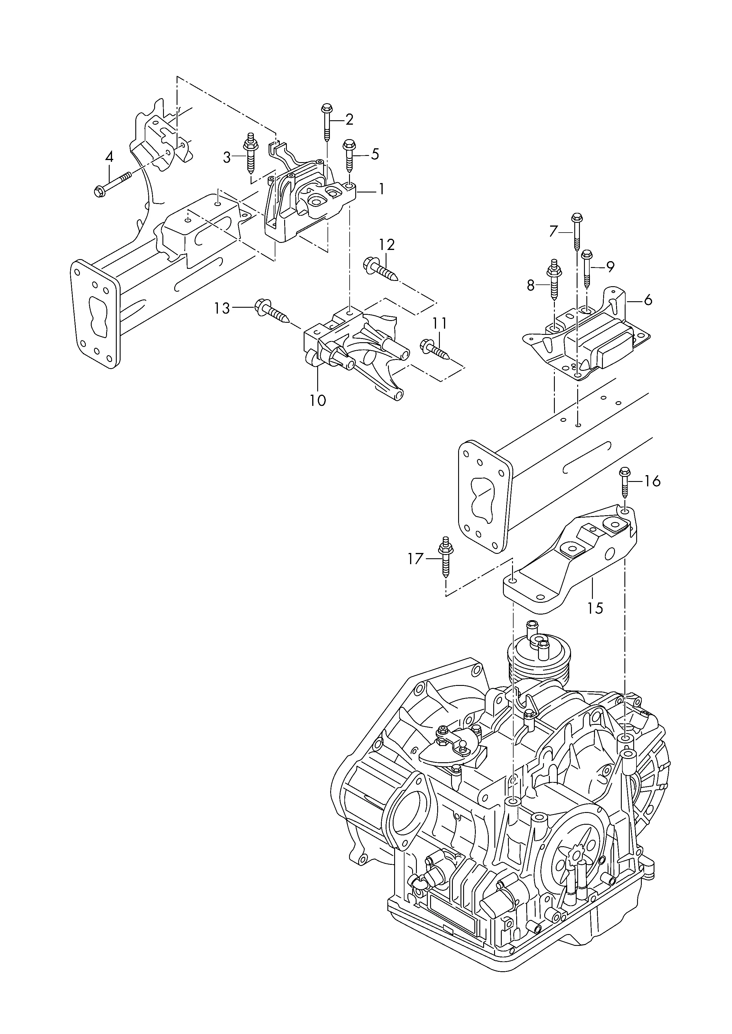 Детали крепления для двигателя и КП