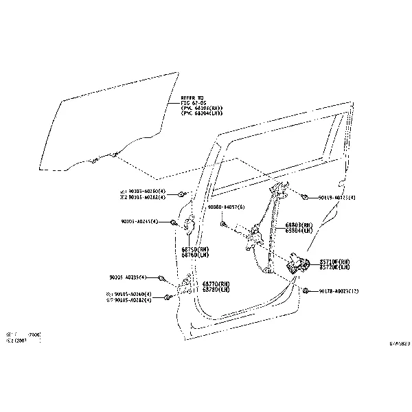 REAR DOOR WINDOW REGULATOR & HINGE