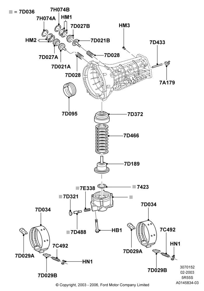 52D - Automatic Transmission Components, 5 Speed Auto Transmission 5R55S; 21/FEB/2003-16/DEC/2010