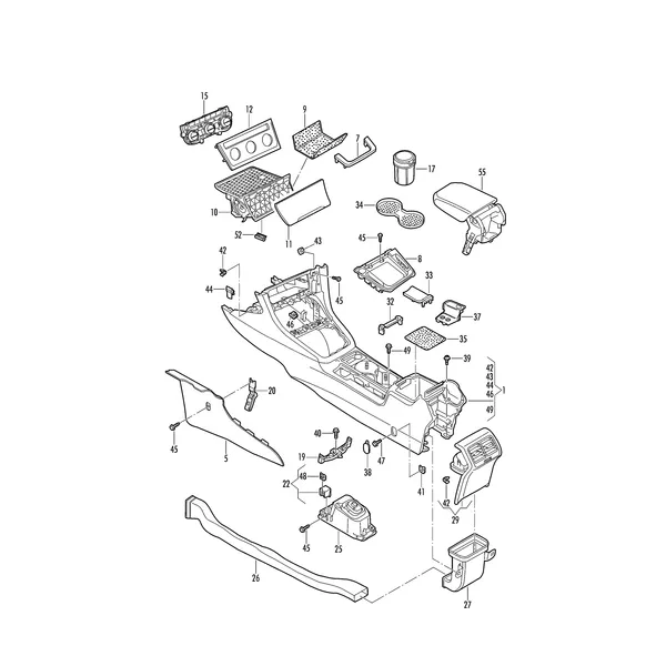Центральная консоль Вещевое отделение Пепельница с корпусом