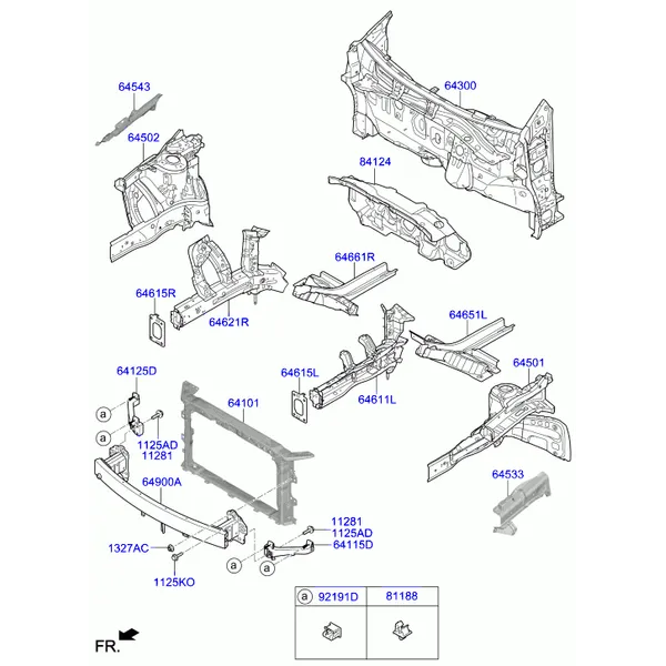 Подкрылок и панель крепления радиатора