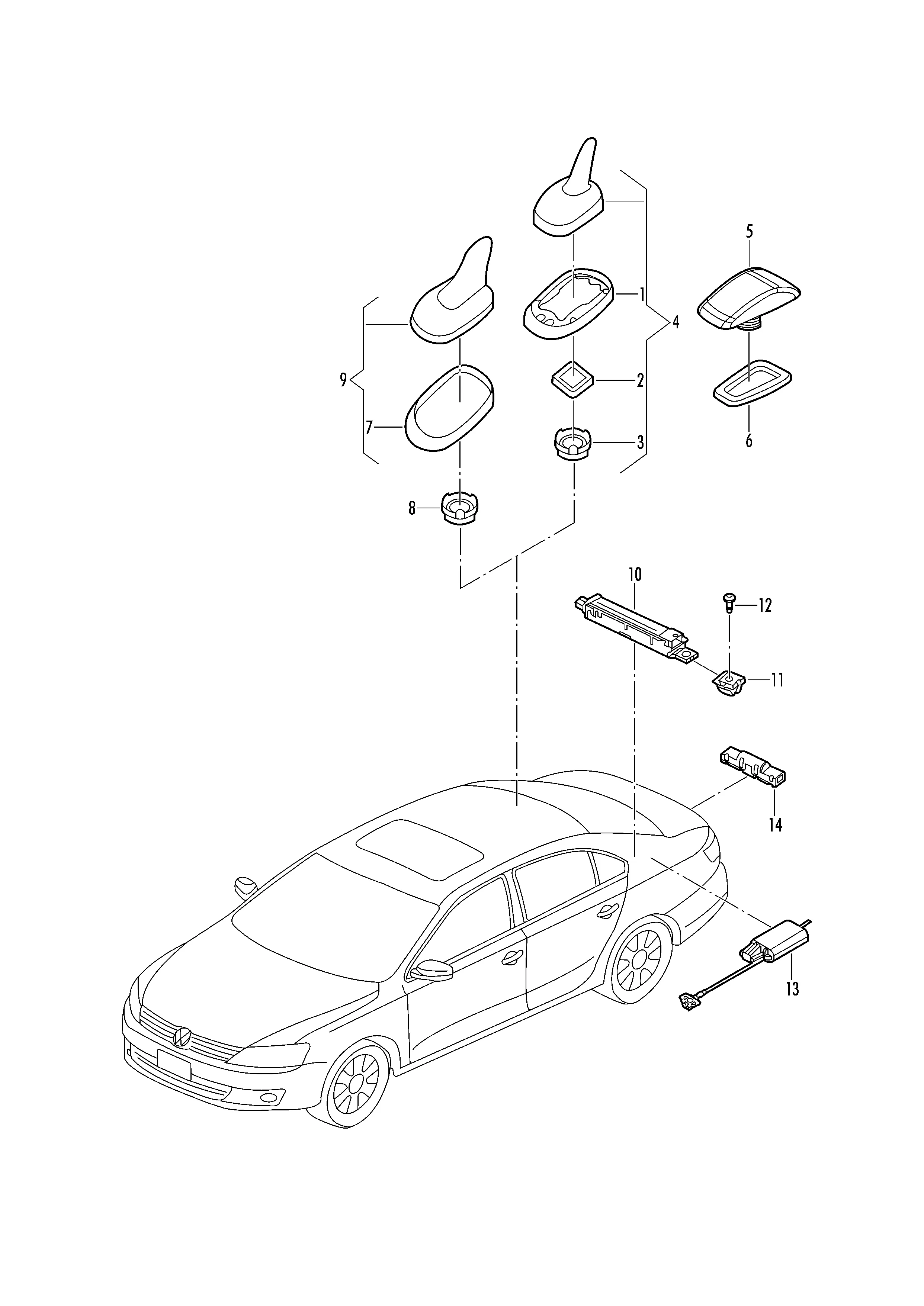 Антенна на крыше Покровное стекло Антенный усилитель Помехоподавляющий фильтр