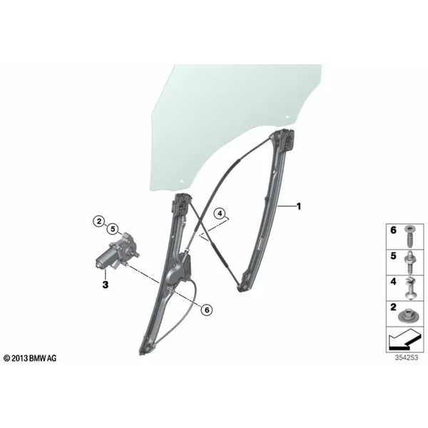 Механизм перемещения стекла двери Пд