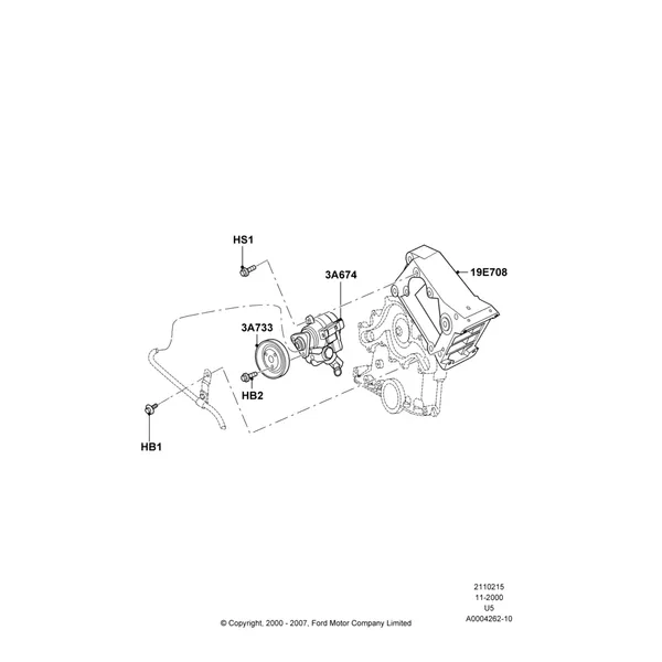 15A - Power Steering Pump Mounting, 4.0L V6 12V SOHC EFI; 13/NOV/2000-16/DEC/2010