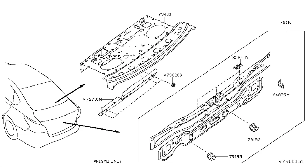 Задняя панель и крепления; REAR PANEL & FITTING