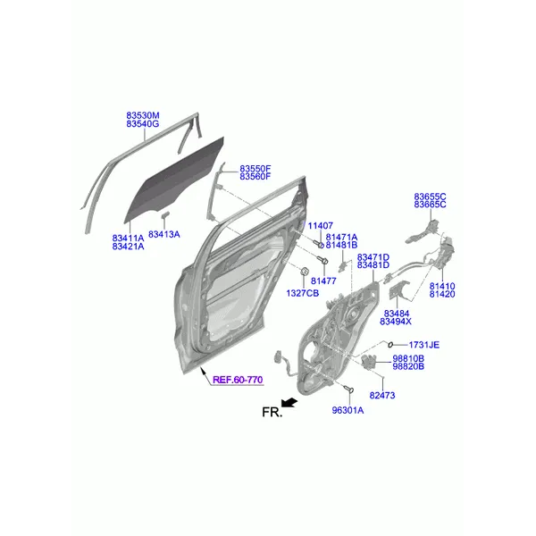 регулятор стекла и стекло задней двери