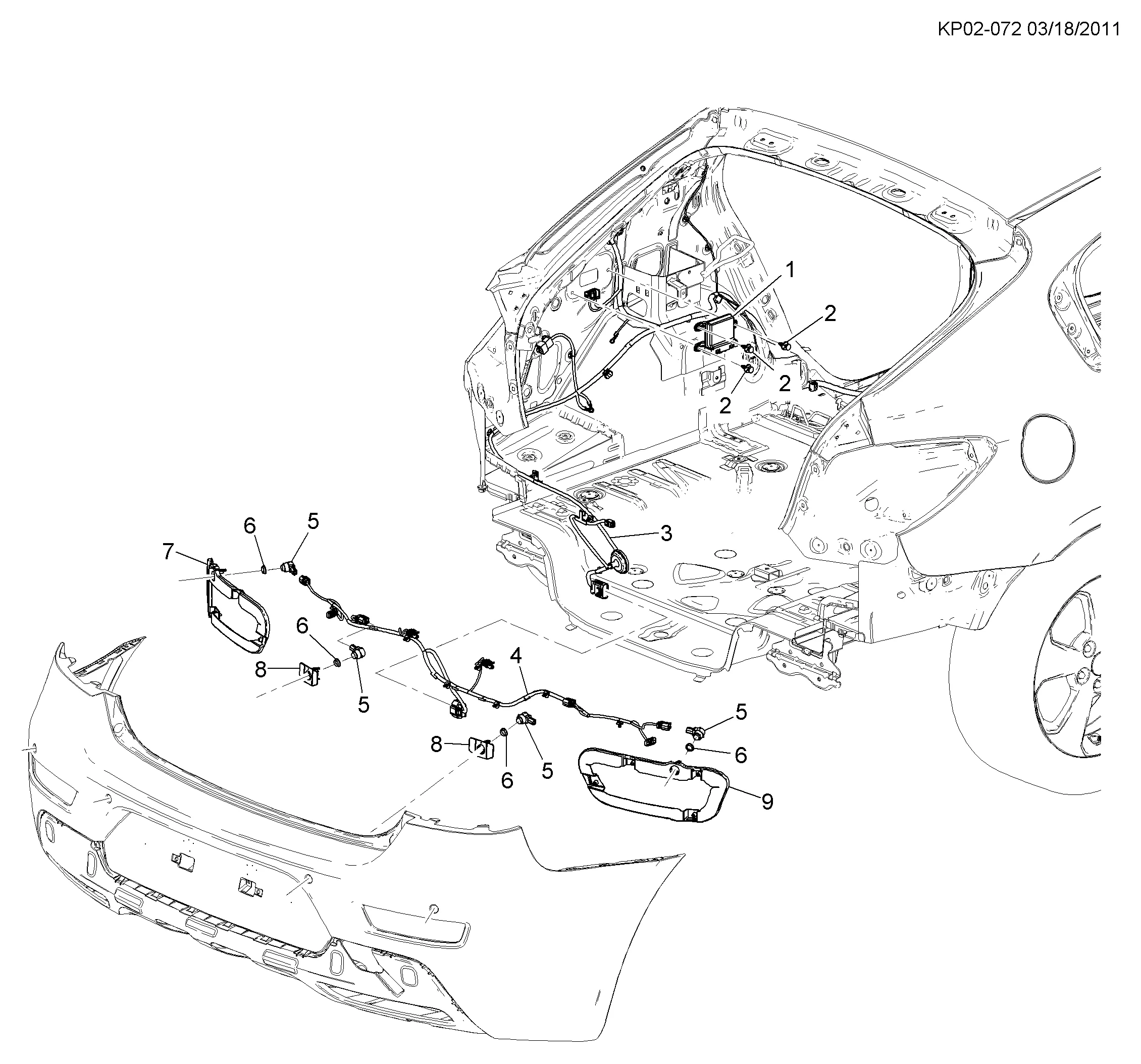 СИСТЕМА ДАТЧИКОВ/ОБЪЕКТ СЗАДИ (UD7)