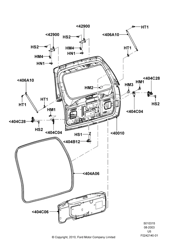 15C - Luggage Compartment Door, (+)"Canada", (+)"Mexico", US MARKETS; 04/AUG/2003-16/DEC/2010