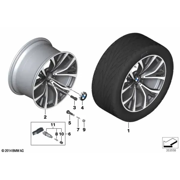 Легкосплавный диск BMW с Y-образными спицами, дизайн 627