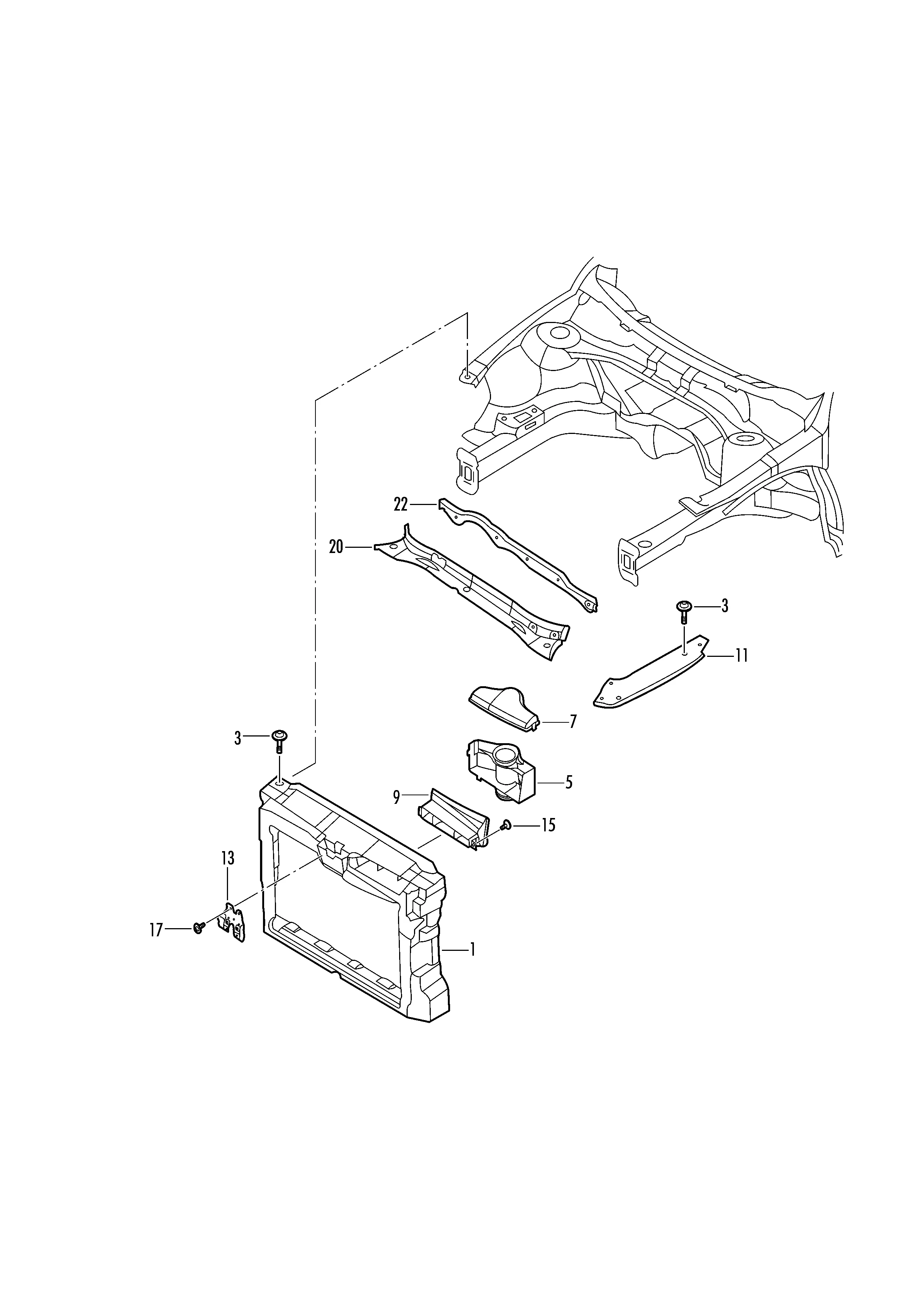 Передняя часть кузова без водоотводящего короба