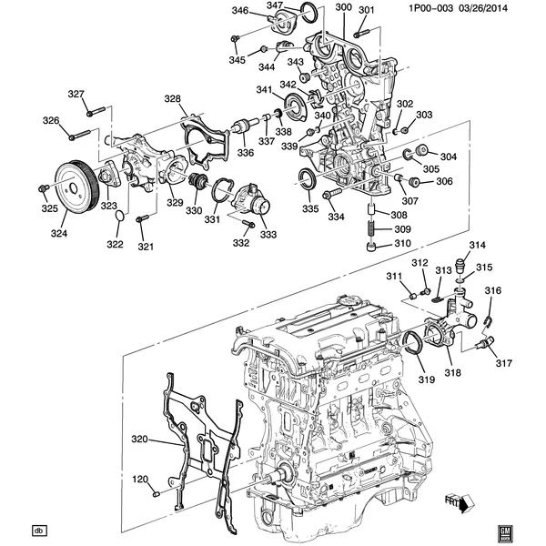 ENGINE ASM-1.4L L4 PART 3 FRONT COVER & COOLING (LUJ/1.4C)