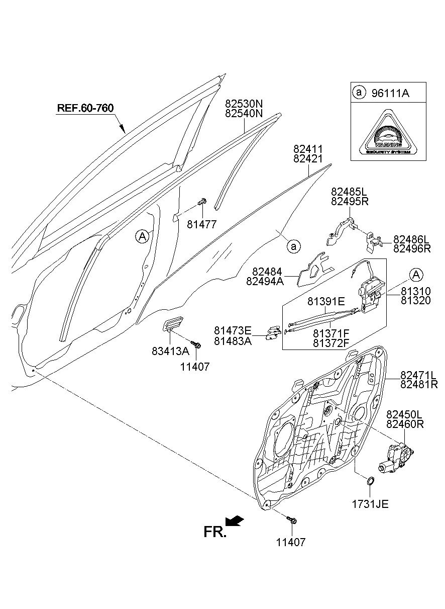 FRONT DOOR WINDOW REGULATOR & GLASS