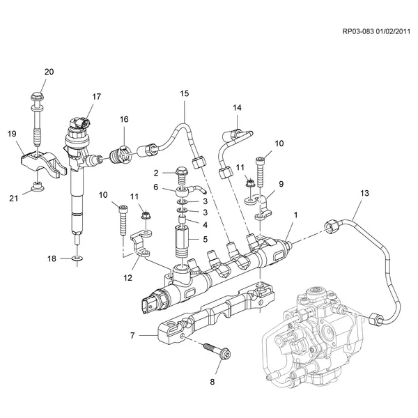 МАГИСТРАЛЬ ТОПЛИВНЫХ ФОРСУНОК (LUD/1.7L)