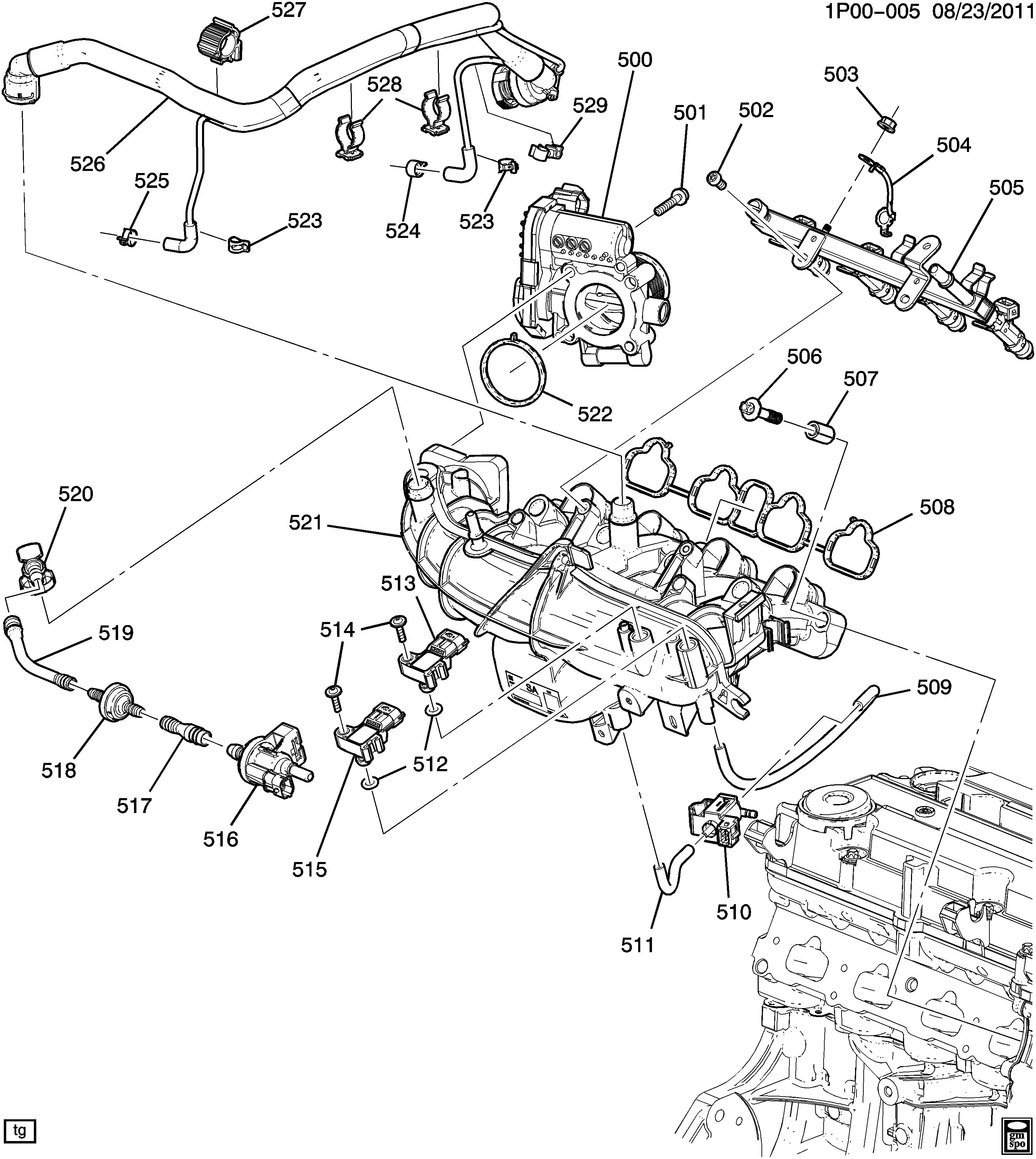 ENGINE ASM-1.4L L4 PART 5 INTAKE MANIFOLD & FUEL RELATED PARTS (LUJ/1.4C)
