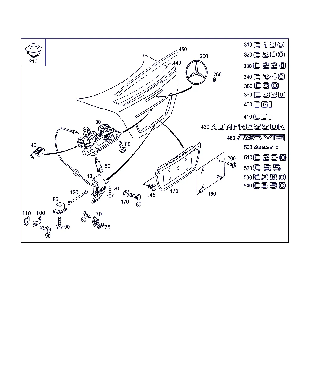 ЗАМОК-ЗАЩЕЛКА КРЫШКИ БАГАЖНИКА, НАВЕСН. ДЕТАЛИ КРЫШКИ БАГАЖНИКА