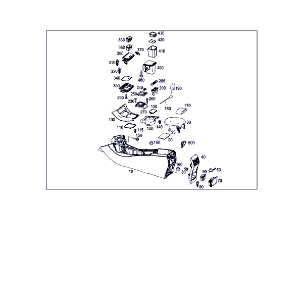 КОРПУС С ПОДДОНОМ ВЕЩЕВОГО ОТСЕКА, ПОДЛОКОТНИК И ПЕПЕЛЬНИЦА