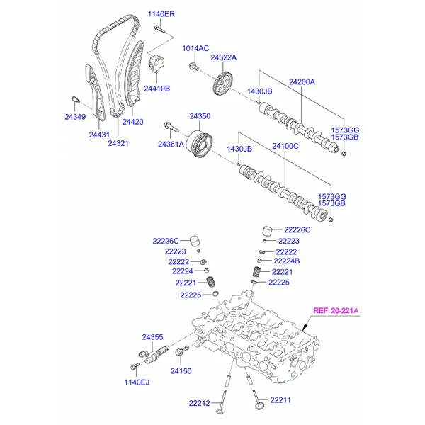 Распределительный вал и клапаны