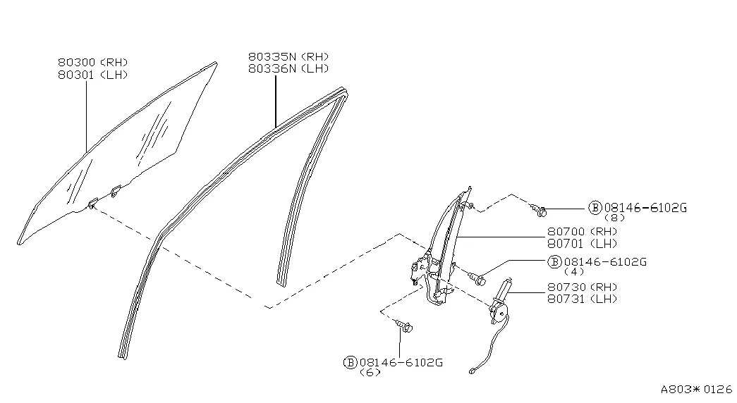Окно передней двери и стеклоподъемник