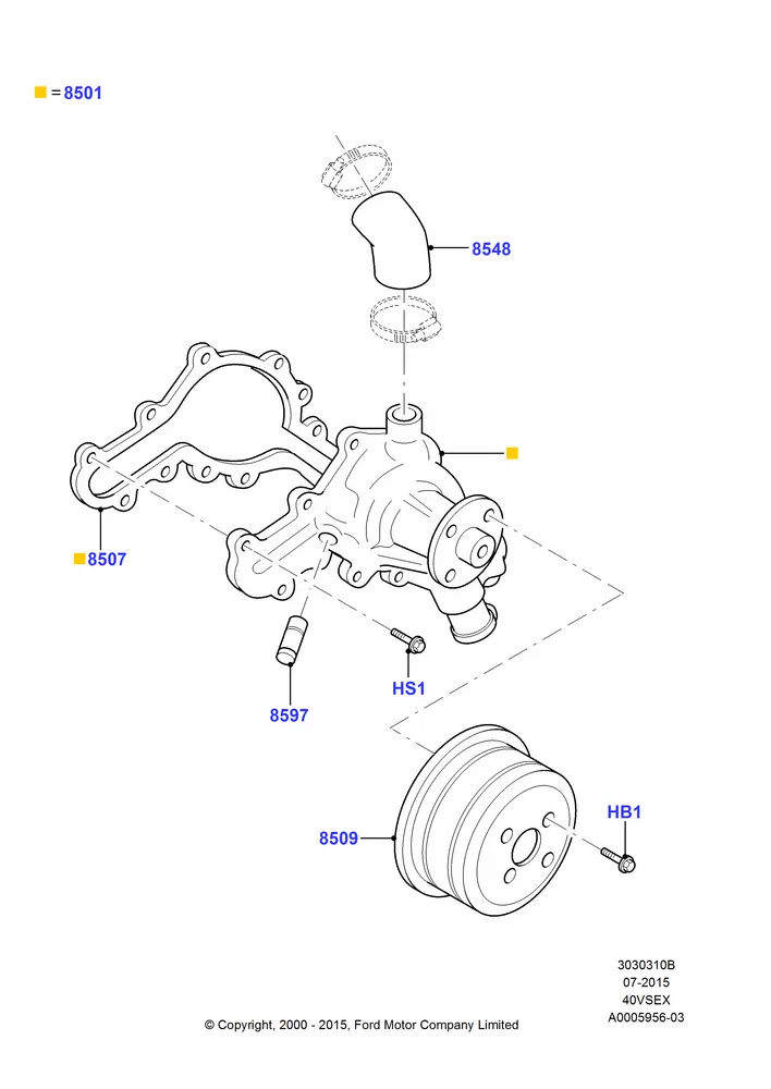 10B - Water Pump, 4.0L V6 12V SOHC EFI; 13/NOV/2000-16/DEC/2010