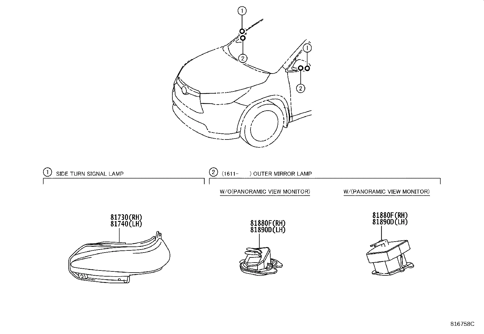 SIDE TURN SIGNAL LAMP & OUTER MIRROR LAMP