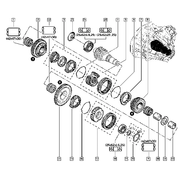 Шестерни коробки передач