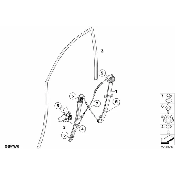 Механизм перемещения стекла двери Пд