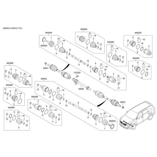 DRIVE SHAFT (FRONT); 2