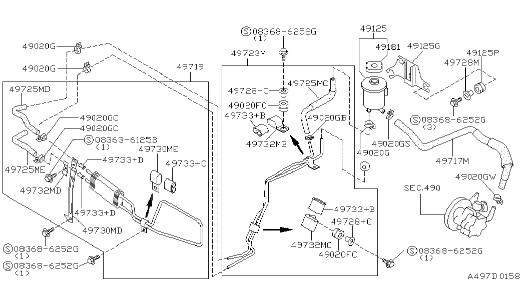 Трубопровод ГУР; F/ACTIVE DAMPER SUSP PART 1